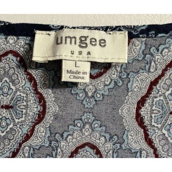 Umgee Whimsicle Tunic Top Very Boho Unique Designs Bell Sleeves Elastic Waist Lg - Picture 8 of 10